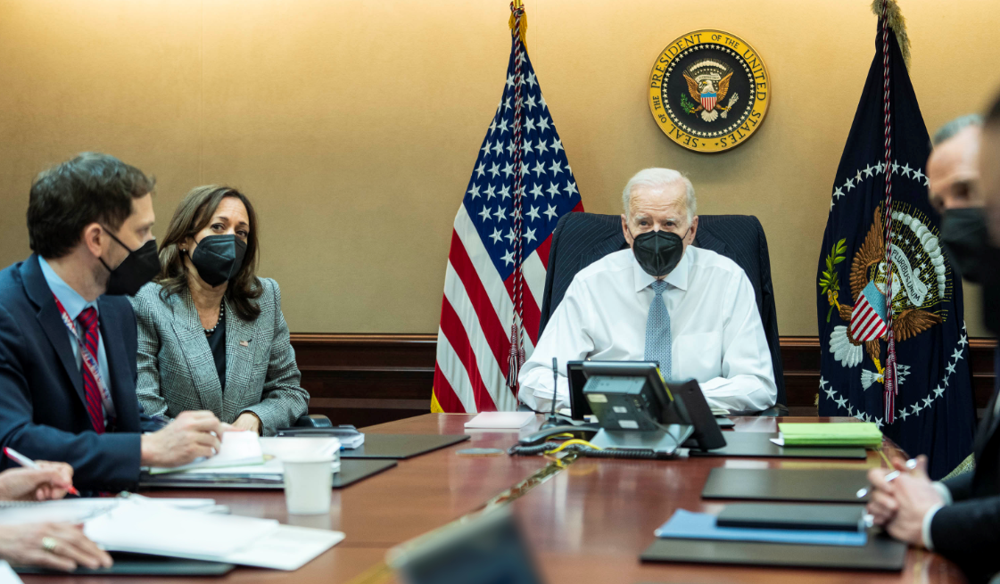 President Biden, Vice President Harris and members of the President’s national security team observe the counterterrorism operation responsible for removing from the battlefield Abu Ibrahim al-Hashimi al-Qurayshi — the leader of ISIS.