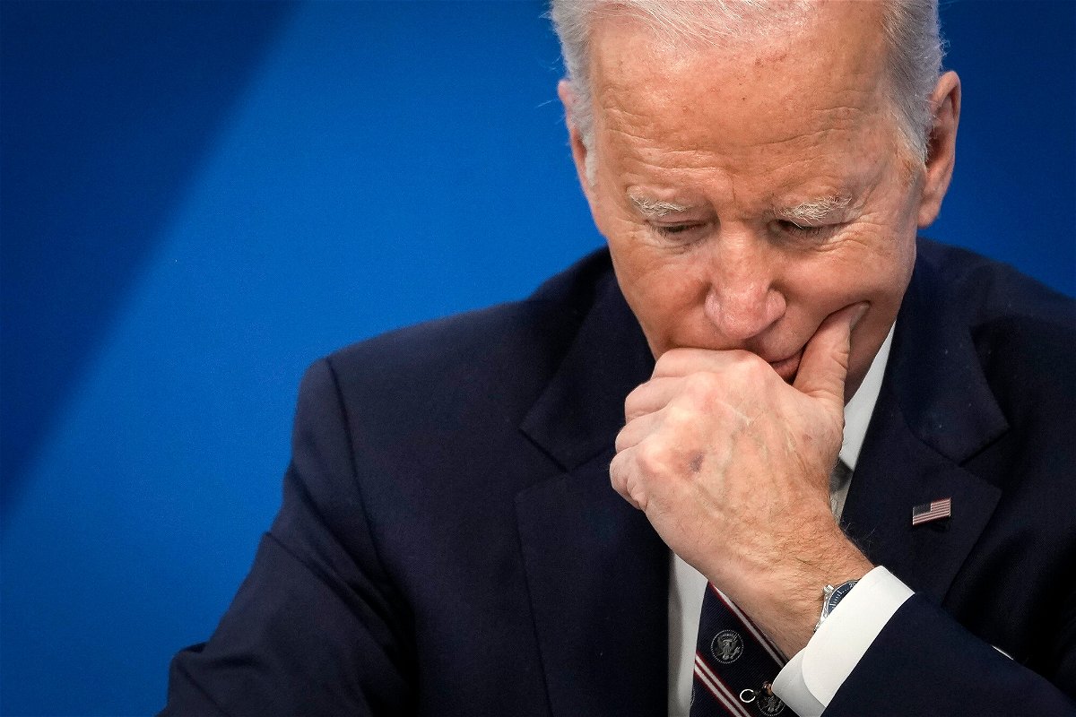 <i>Drew Angerer/Getty Images</i><br/>President Joe Biden participates in a virtual meeting on February 22