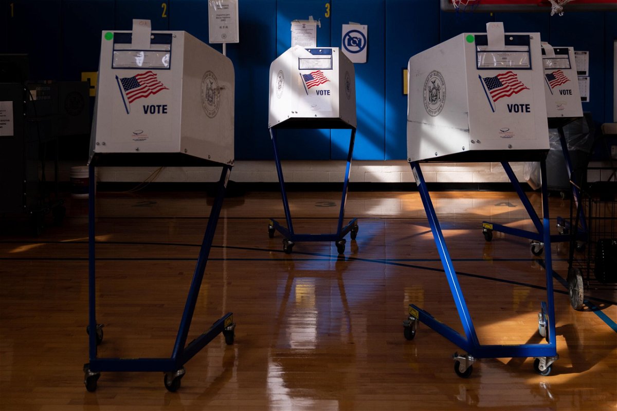 <i>David Dee Delgado/Getty Images</i><br/>Voting booths on November 3