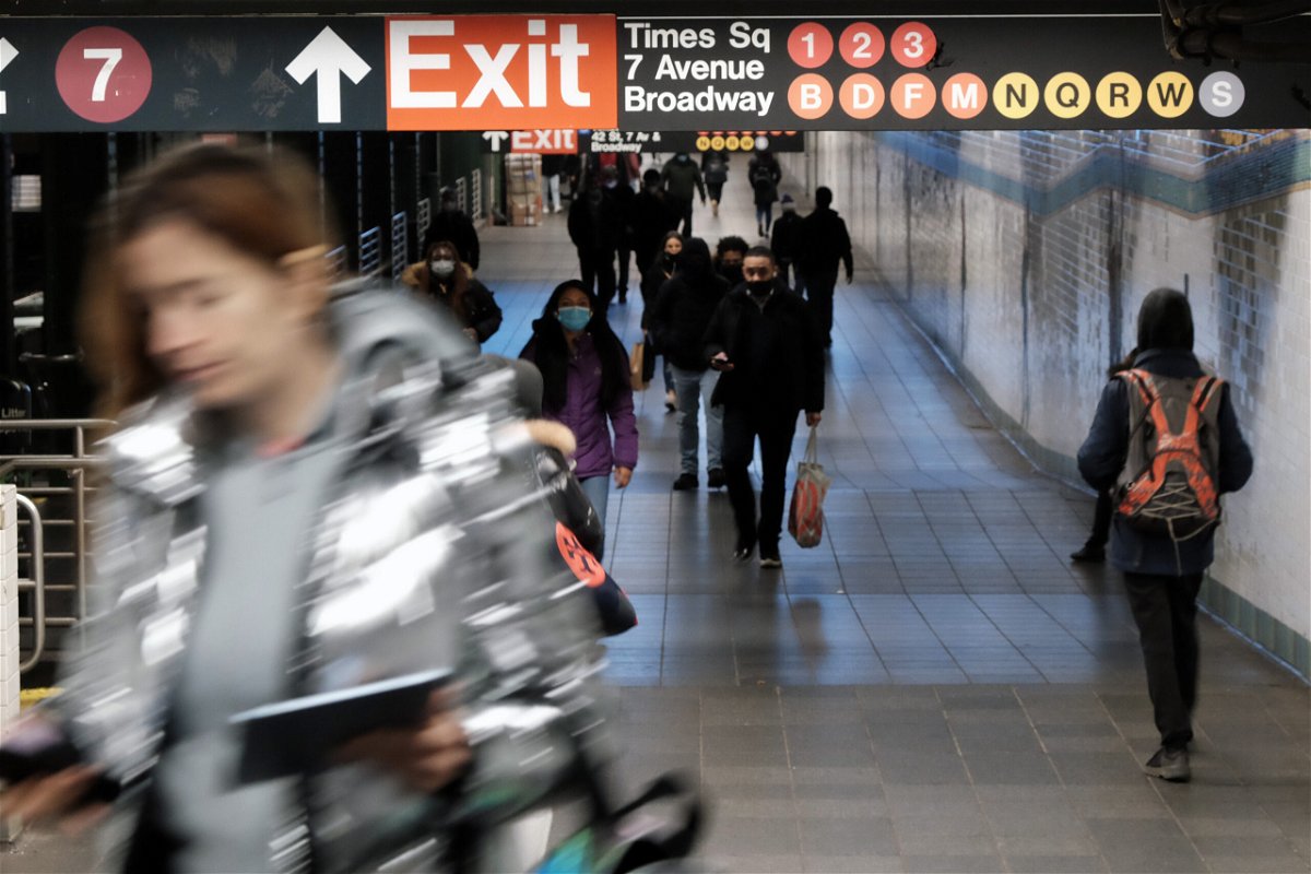 <i>Spencer Platt/Getty Images</i><br/>People walk through a subway station in Manhattan on January 19