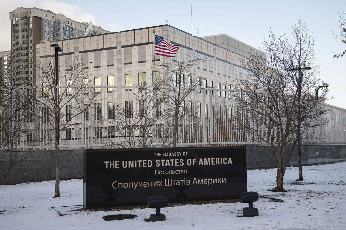 <i>Andrew Kravchenko/AP</i><br/>A view of the U.S. Embassy in Kyiv