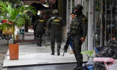 Colombia's National Police patrol the streets of Savarena