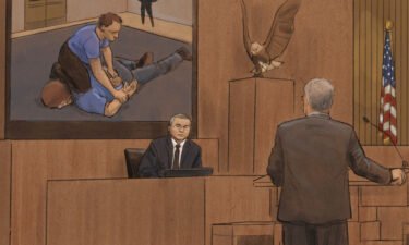 Former Minneapolis police officer Tou Thao is pictured in a courtroom sketch testifying at his trial in the killing of George Floyd on Tuesday