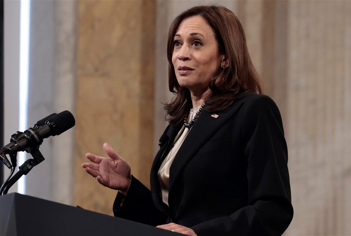 <i>Anna Moneymaker/Getty Images</i><br/>U.S. Vice President Kamala Harris delivers remarks at the 2021 Freedman's Bank Forum event at the U.S. Treasury Department on December 14