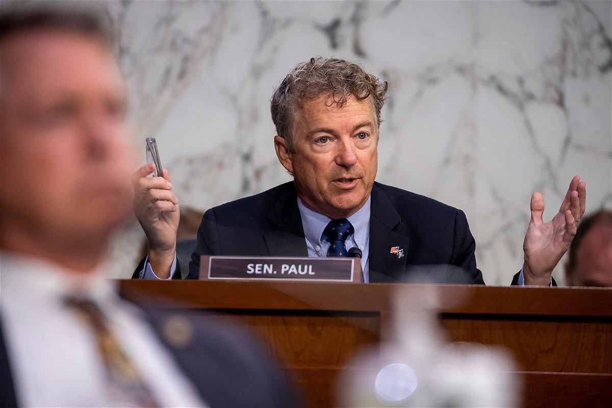<i>Shawn Thew/Pool/Getty Images</i><br/>Sen. Rand Paul has refused to consent to a vote until changes are made to the bill's language about how to combat human rights abuses.