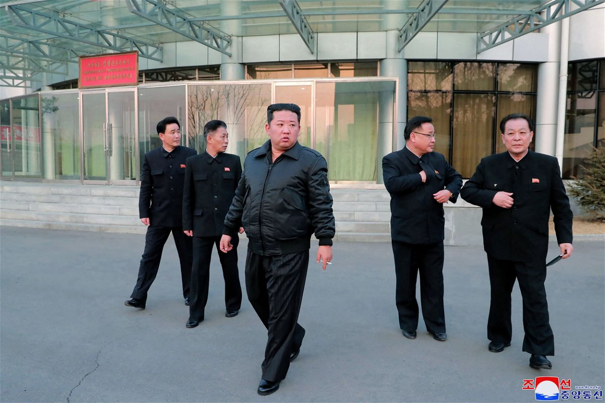 <i>KCNAKNS/AFP/Getty Images/</i><br/>This undated picture released from North Korea's official Korean Central News Agency (KCNA) on March 10 shows North Korean leader Kim Jong Un (C) inspecting the country's Aerospace Development Administration in Pyongyang.