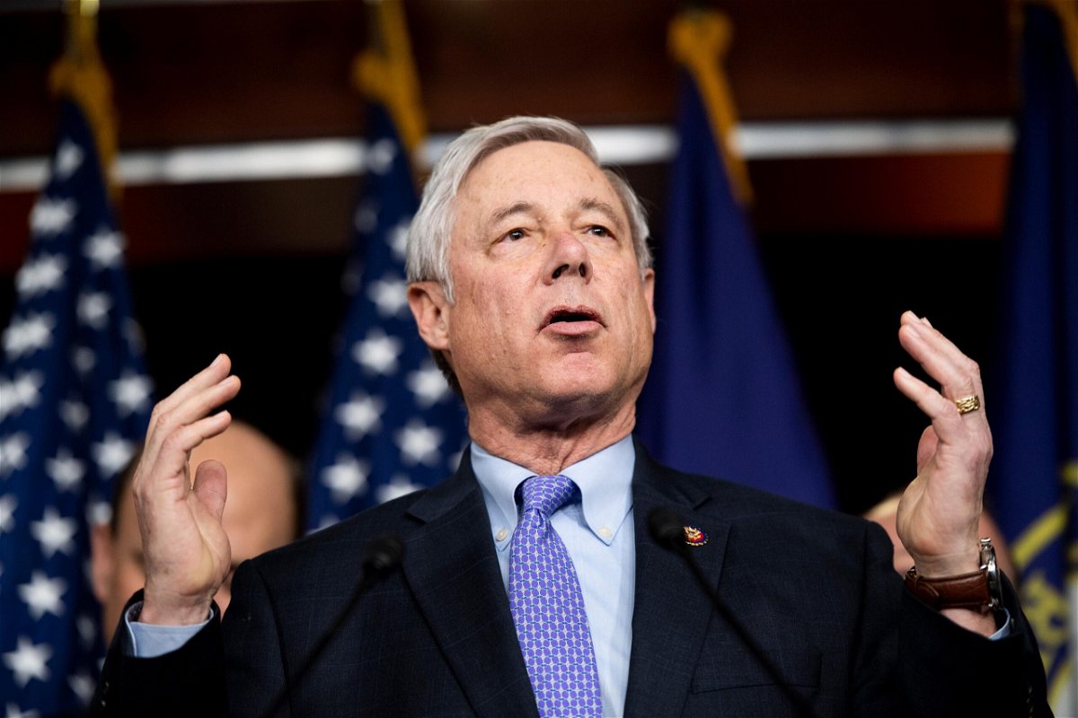 <i>Bill Clark/CQ-Roll Call/Getty Images</i><br/>Republican Rep. Fred Upton of Michigan speaks during the Problem Solvers Caucus press conference in the Capitol in February 2020.