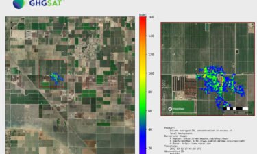 An environmental data company captured images of methane emissions from cattle taken from space.