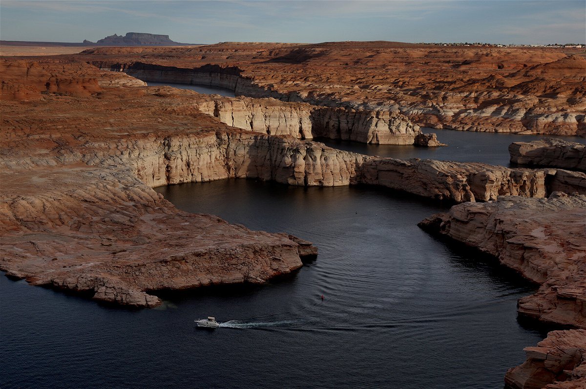 <i>Justin Sullivan/Getty Images</i><br/>A view of Lake Powell is shown on March 27 in Page