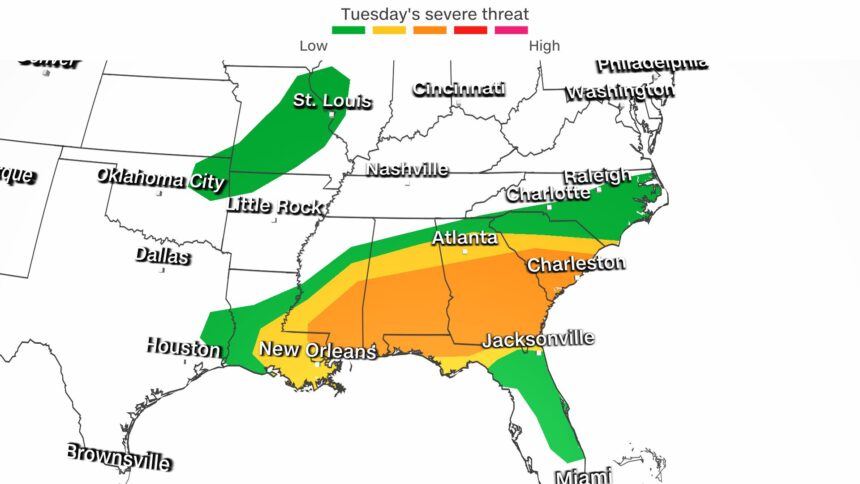 Strong storms rolling through the South kill 2, bring tornadoes and ...