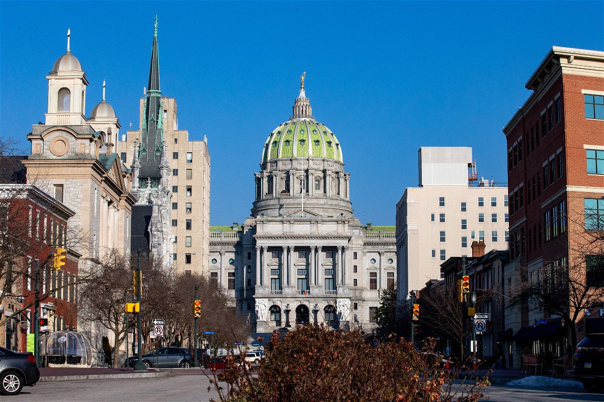 <i>Paul Weaver/SOPA Images/LightRocket/Getty Images</i><br/>The Pennsylvania State Capitol is pictured.