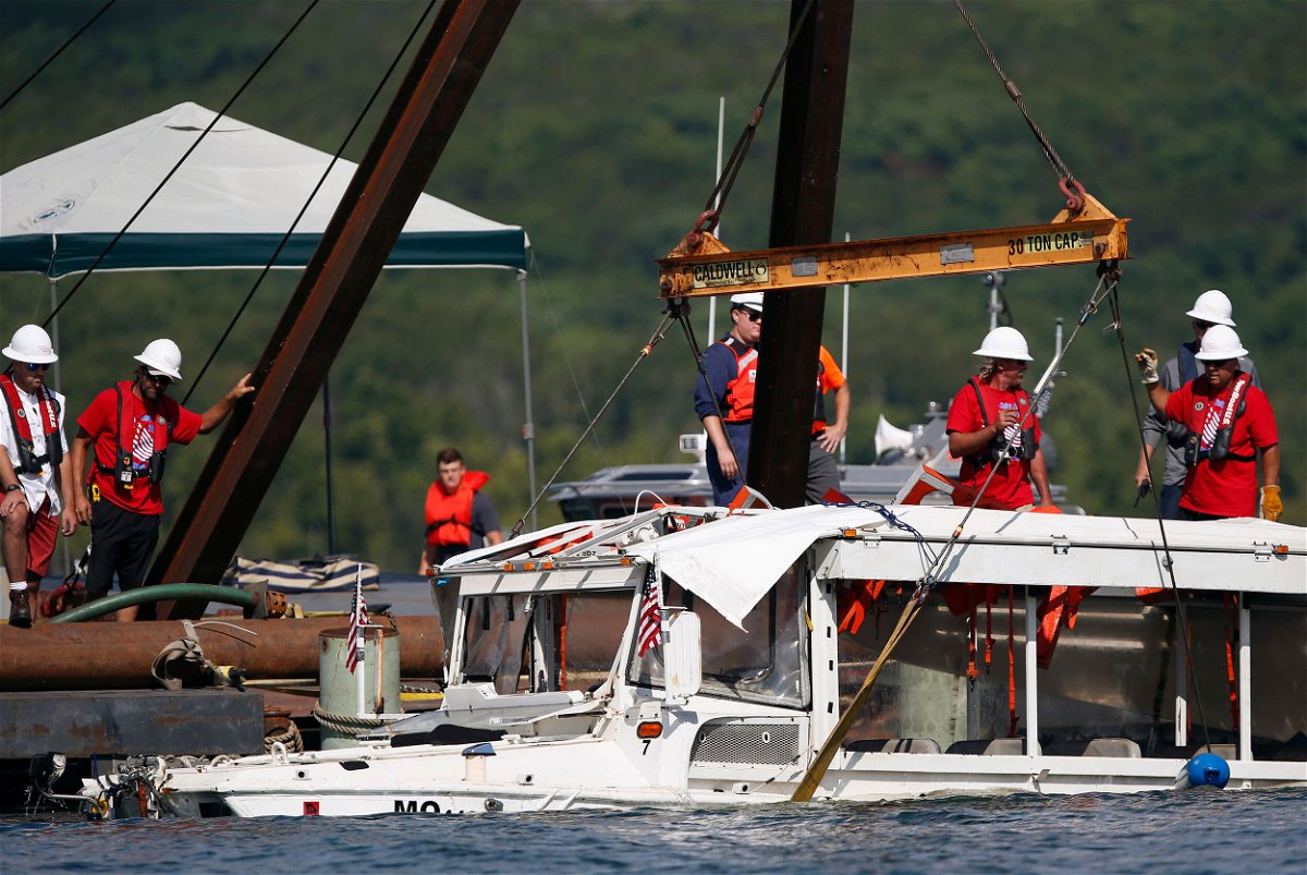 <i>Nathan Papes/The Springfield News-Leader/AP</i><br/>A duck boat that sank during a thunderstorm on July 19