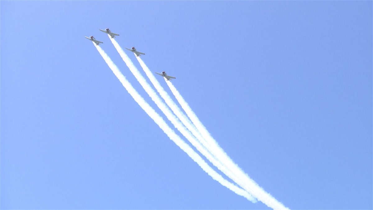 Flyover of the Condor Squadron's four T-6 Texan airplanes. 