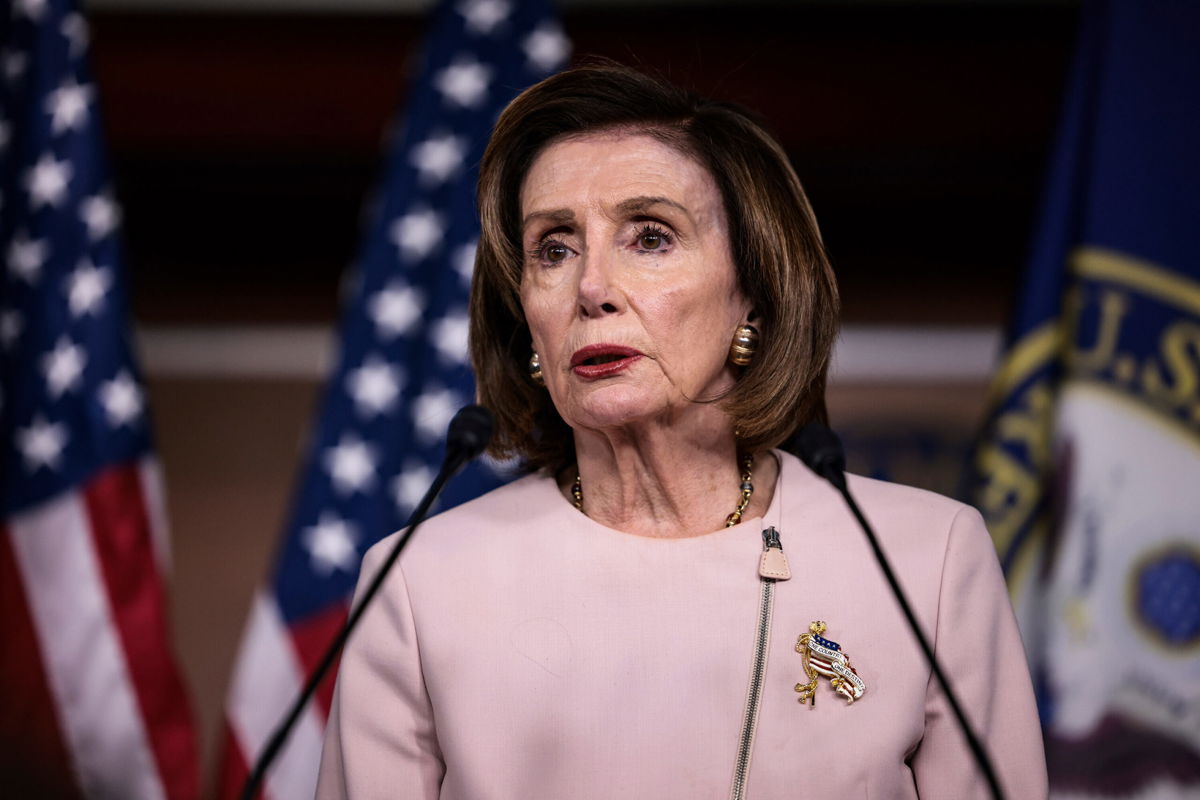 <i>Anna Moneymaker/Getty Images</i><br/>House Speaker Nancy Pelosi (D-CA) speaks at her weekly press conference at the U.S. Capitol Building on October 21