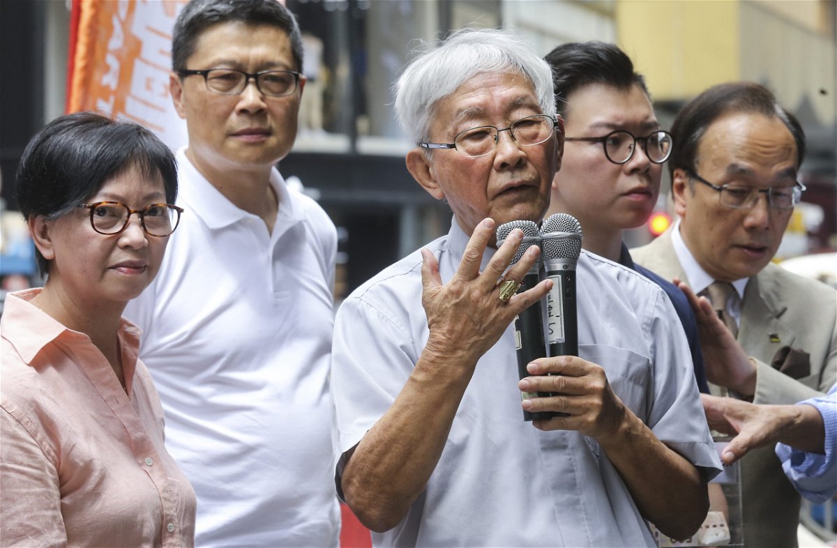 <i>Dickson Lee/South China Morning Post/Getty Images)</i><br/>Cardinal Joseph Zen Ze-kiun (centre) was arrested by Hong Kong's national security police on May 11.