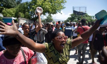 Demonstrators protest against surging violence in Port-au-Prince earlier this month.