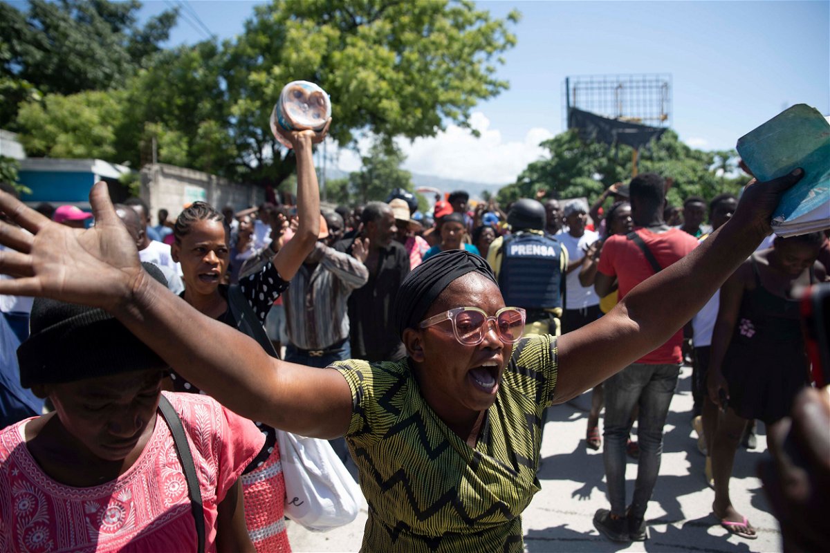 <i>Odelyn Joseph/AP</i><br/>Demonstrators protest against surging violence in Port-au-Prince earlier this month.