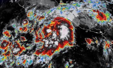Tropical Storm Agatha is the first storm of the 2022 eastern Pacific hurricane season. Pictured is a satellite image of the storm.