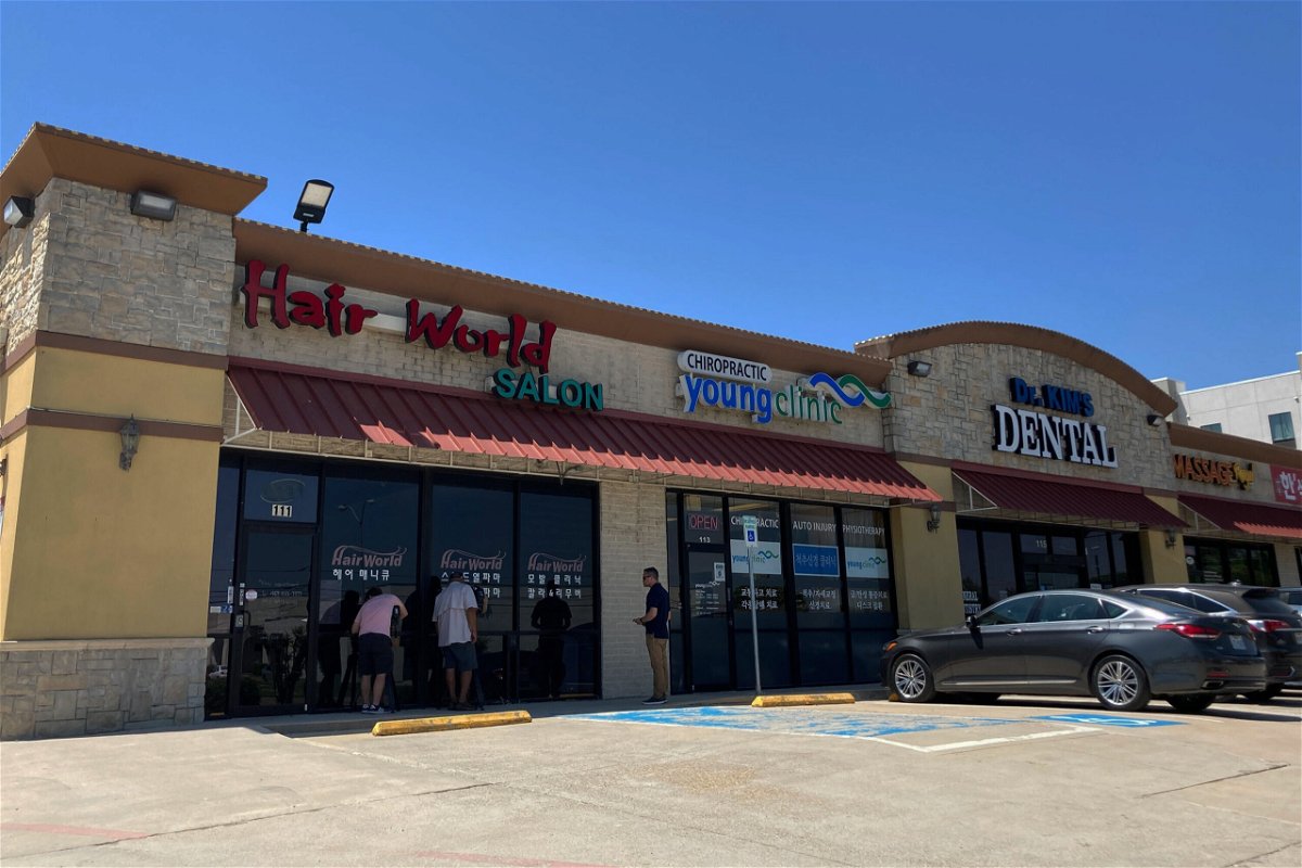 <i>Jamie Stengle/AP</i><br/>This photo shows the exterior of Hair World Salon in Dallas