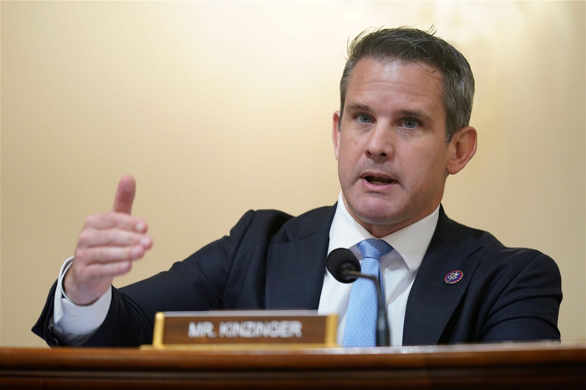 <i>Andrew Harnik/Pool/Getty Images</i><br/>Adam Kinzinger criticizes the GOP for pushing theories that are 'getting people killed' in the wake of Buffalo shooting.