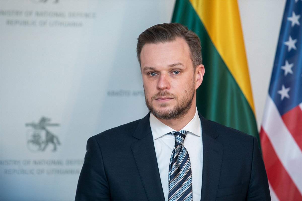 <i>Paulius Peleckis/Getty Images Europe/Getty Images</i><br/>Lithuanian Foreign Minister Gabrielius Landsbergis called for the removal of not only Vladimir Putin