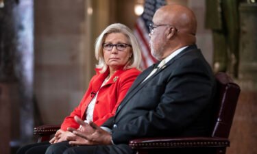 Rep. Liz Cheney and Rep. Bennie Thompson appear at the capitol on the one-year anniversary of the January 6 insurrection. Thompson and Cheney are on the committee investigating the riot.