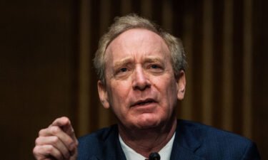 Microsoft President Brad Smith speaks during the Senate Intelligence Committee hearing on Capitol Hill on February 23