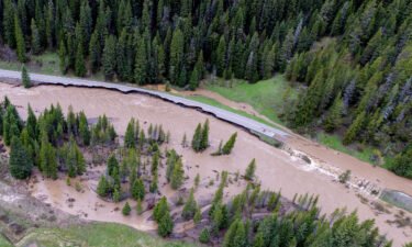 The North Entrance Road of Yellowstone was severely damaged by flooding June 13.