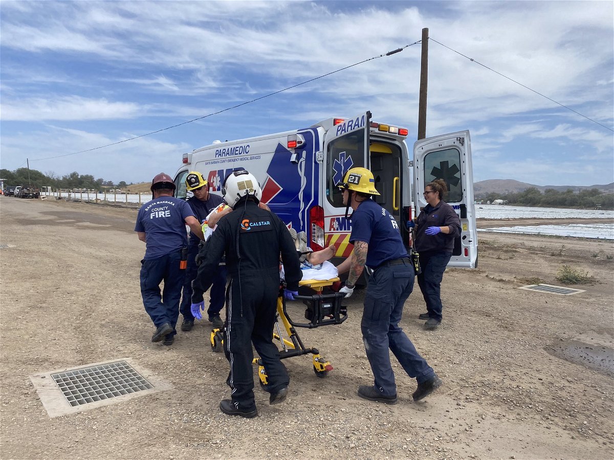 A man was hospitalized Thursday after falling 30 feet from a ladder at a sanitation plant in the Santa Maria Valley.
