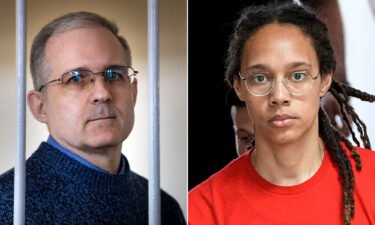 Paul Whelan and Brittney Griner are pictured in a split image. Russian government officials requested that a former colonel from the country's domestic spy agency who was convicted of murder in Germany last year be added to the US' proposed swap of a notorious arms dealer for Brittney Griner and Paul Whelan