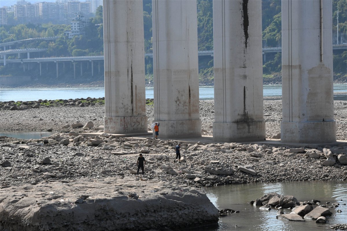 <i>China News Service/Getty Images</i><br/>A dried up part of the Yangtze River bed is pictured here on August 17 in Chongqing