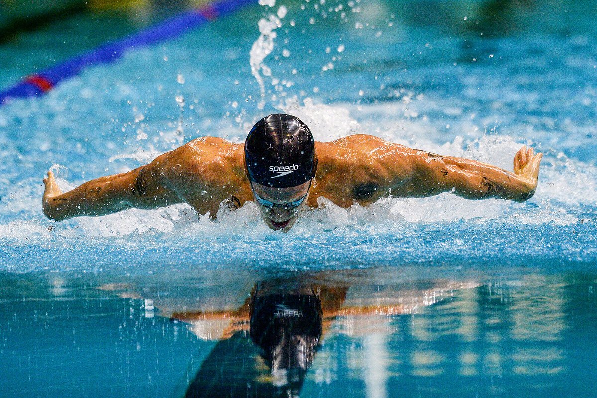 <i>Brenton Edwards/AFP/Getty Images</i><br/>Cody Simpson competes in a men's 100m butterfly heat at last year's Australian Olympic trials.