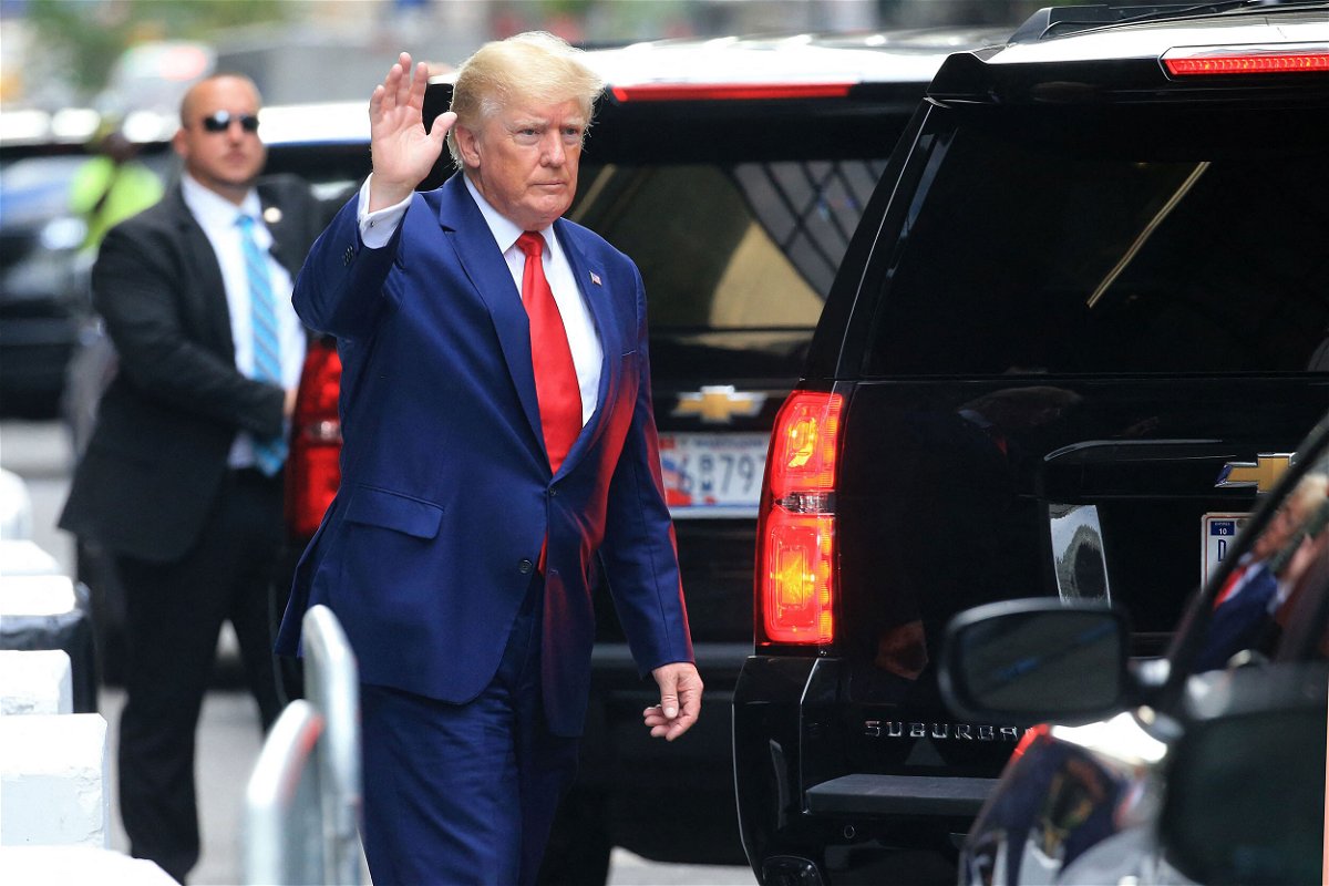 <i>Stringer/AFP/Getty Images</i><br/>Former US President Donald Trump waves while walking to a vehicle outside of Trump Tower in New York City on August 10. Trump's legal team has asked a federal judge to appoint a 