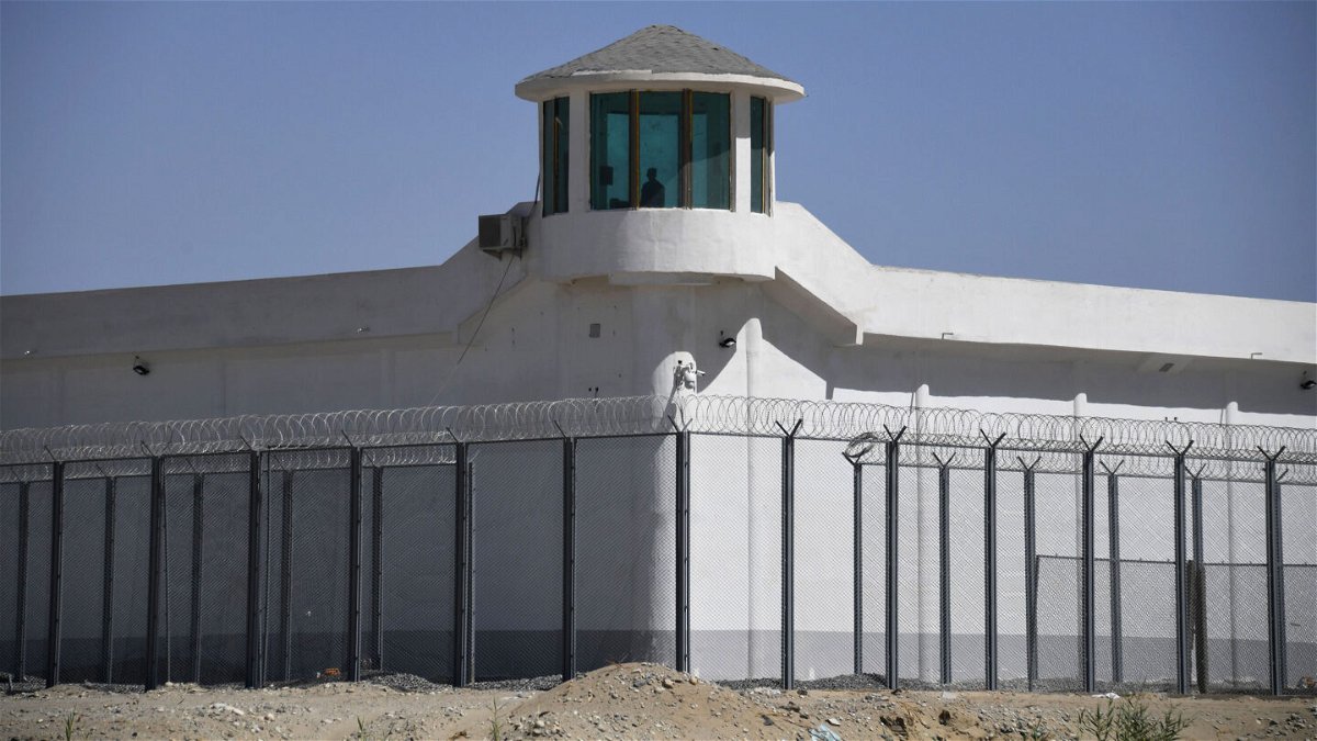 <i>Greg Baker/AFP/Getty Images</i><br/>A watchtower in a high-security facility near what is believed to be a re-education camp where mostly Muslim ethnic minorities are detained in 2019 on the outskirts of Hotan