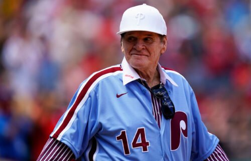 Former Philadelphia Phillies player Pete Rose during an alumni day event before a game between the Phillies and the Washington Nationals on August 7.