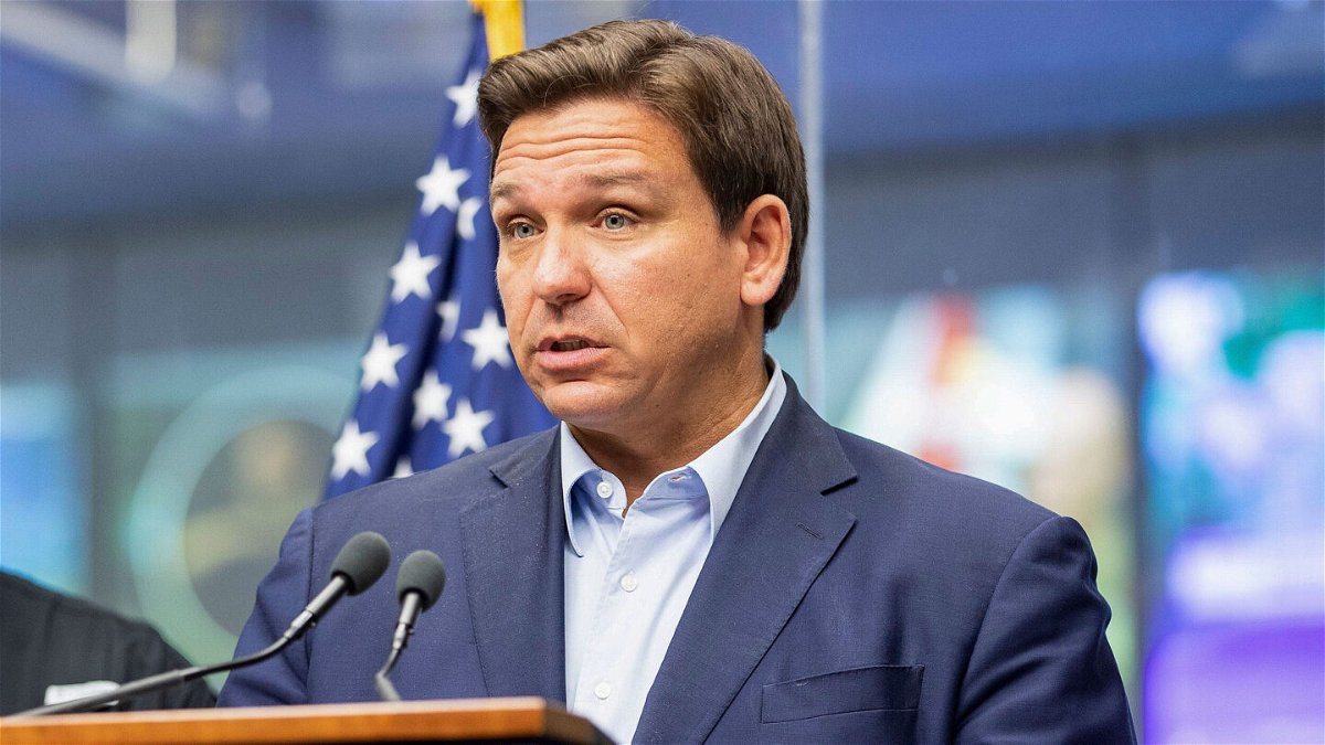 <i>Alicia Devine/Tallahassee Democrat/AP/File</i><br/>Florida Gov. Ron DeSantis speaks during a news conference ahead of Hurricane Ian at the Emergency Operations Center in Tallahassee