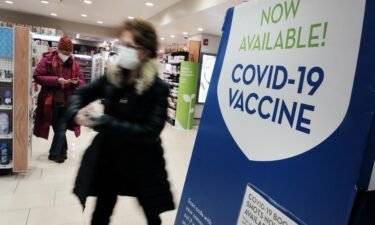 A pharmacy in Grand Central Terminal advertises the Covid-19 vaccine in December of 2021 in New York City.