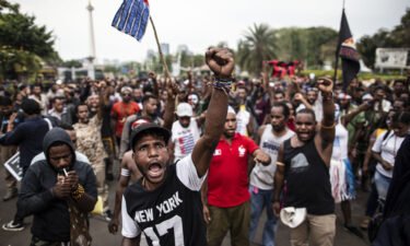 Hundreds of Papuans demonstrated in front of the Jakarta Palace in 2019.