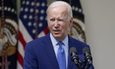 President Joe Biden speaks about a tentative railway labor agreement in the Rose Garden of the White House on September 15.