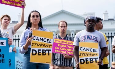 The Biden administration on Tuesday offered a preview of the student loan forgiveness website. Activists here rally in support of cancelling student debt