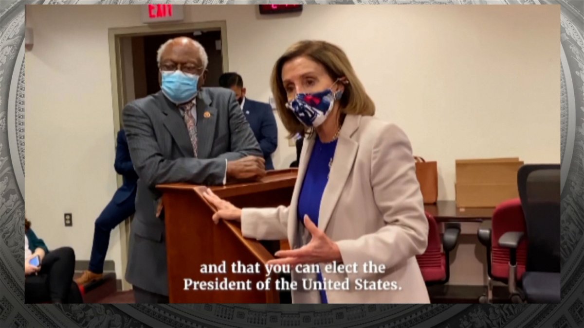 House Speaker Nancy Pelosi is seen in the new footage from January 6
