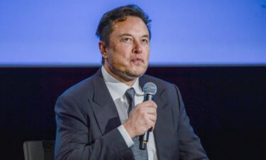 Tesla CEO Elon Musk addresses guests at the Offshore Northern Seas 2022 meeting in Stavanger