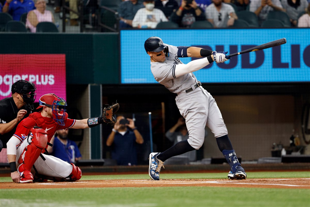 <i>Ron Jenkins/Getty Images</i><br/>Aaron Judge connected on the third pitch of the game to hit his 62nd home run of the season.