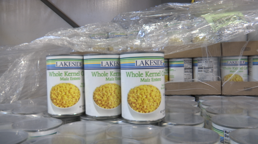 SLO Food Bank cans of corn