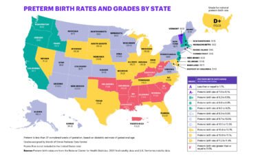 The new March of Dimes report also highlights state-by-state differences in the rate of babies born prematurely across the country.