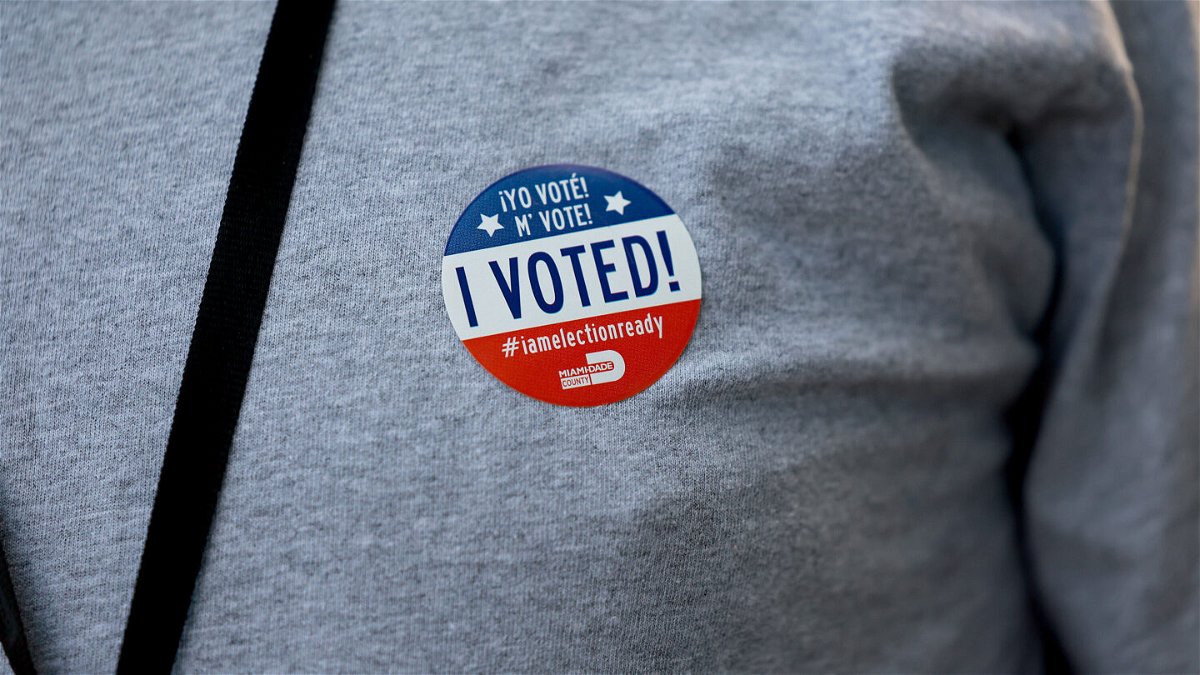<i>Joe Raedle/Getty Images</i><br/>A voter wears an 