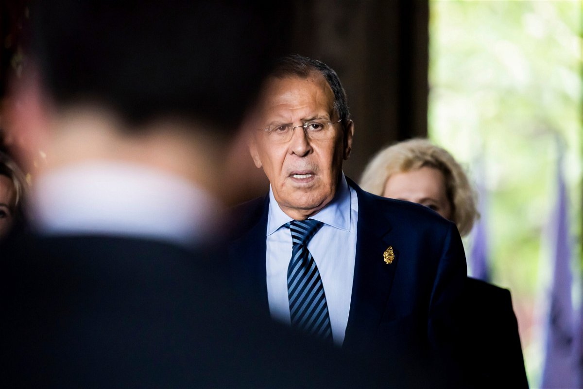 <i>Christoph Soeder/dpa/AP</i><br/>Russia's Foreign Minister Sergei Lavrov arrives Tuesday for the G20 summit. The G20 leaders have strongly condemned Russia's war in Ukraine.