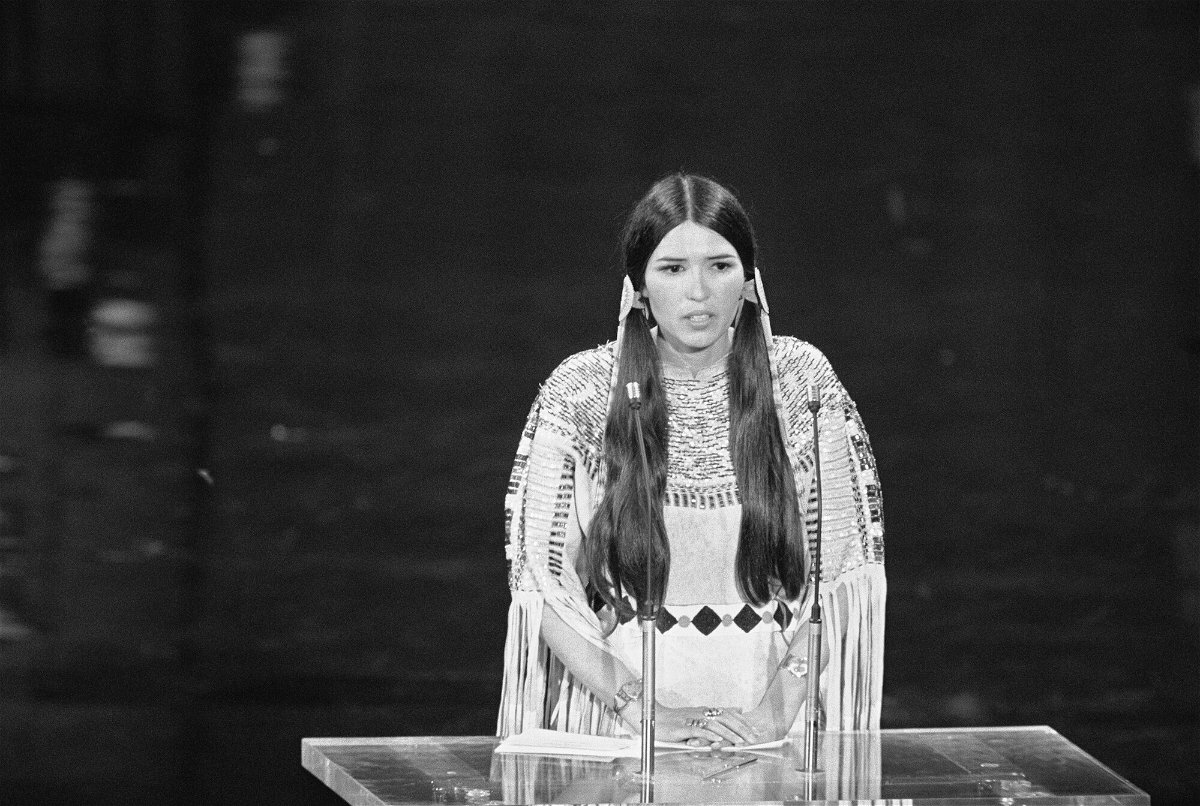 <i>Bettmann Archive/Getty Images</i><br/>Sacheen Littlefeather famously declined the best actor Oscar on behalf of Marlon Brando at the 1973 Academy Awards and in her speech