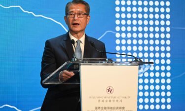 Hong Kong's Financial Secretary Paul Chan makes a speech at the Global Financial Leaders Investment Summit in Hong Kong on November 2.