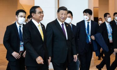 Thai Prime Minister Prayut Chan-o-cha and Chinese leader Xi Jinping meet at APEC on November 18 in Bangkok